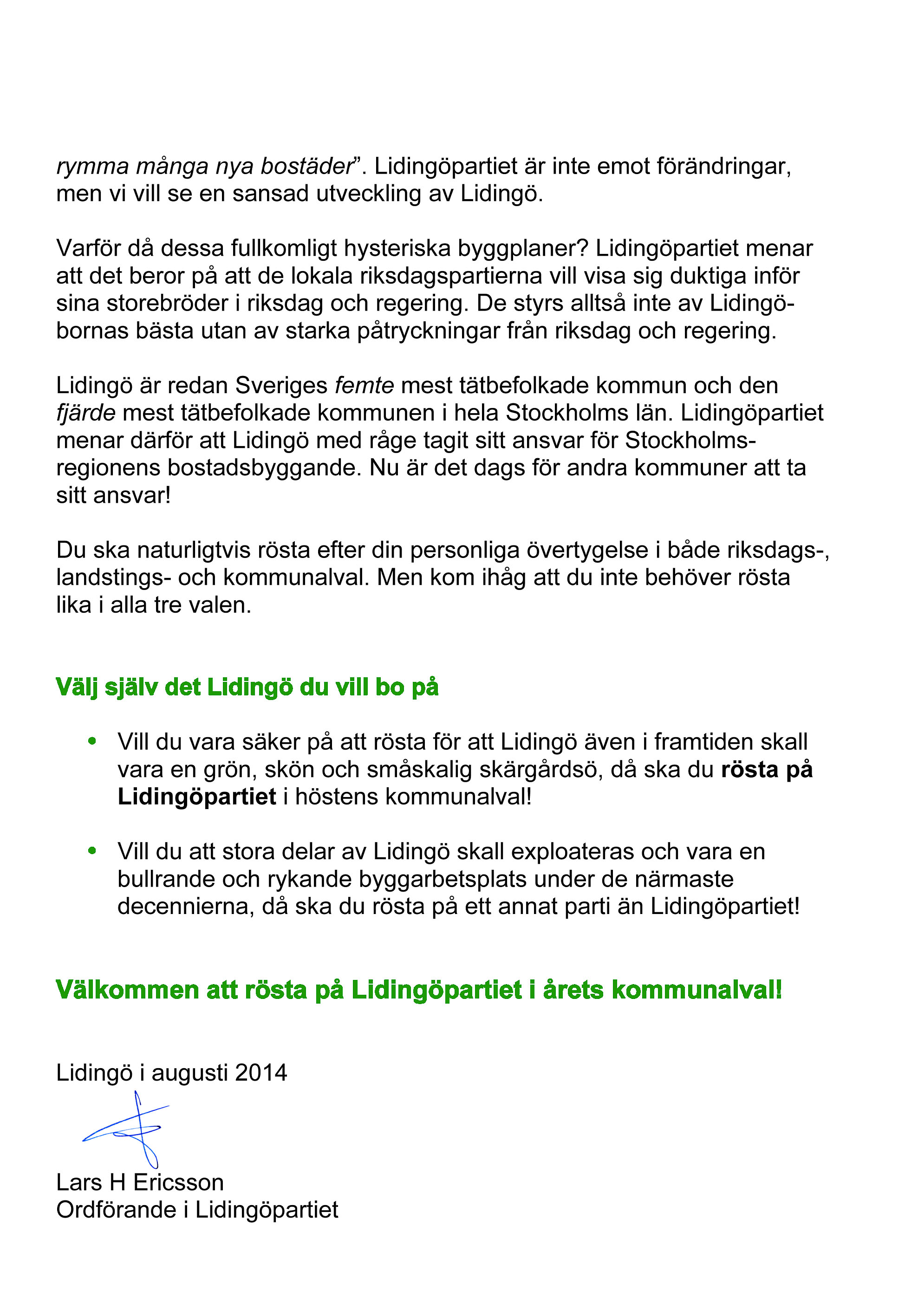 Valet 2014 Lidingöpartiet